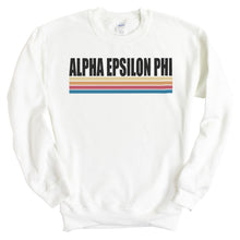 Load image into Gallery viewer, Alpha Epsilon Phi Sweatshirt | AEPHI Colorful Stripes Crewneck Sweatshirt | Alpha Epsilon Phi Sorority Gift Idea - Kite and Crest