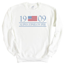 Load image into Gallery viewer, Alpha Epsilon Phi Sweatshirt - AEPHI Flag and Year Crewneck Sweatshirt - Kite and Crest