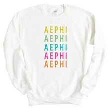 Load image into Gallery viewer, Alpha Epsilon Phi Sweatshirt - AEPHI Modern Stacked Crewneck Sweatshirt - Kite and Crest