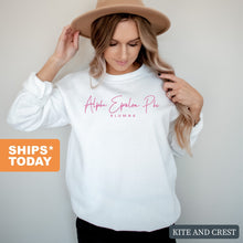 Load image into Gallery viewer, Alpha Epsilon Phi Sweatshirt | AEPHI Vintage Alumna Crewneck Sweatshirt | Alpha Epsilon Phi Sorority Gift Idea - Kite and Crest