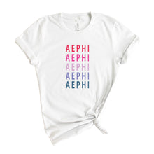 Load image into Gallery viewer, Alpha Epsilon Phi T-shirt - AEPHI Bright and Stacked Tee - Kite and Crest