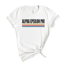 Load image into Gallery viewer, Alpha Epsilon Phi T-Shirt | AEPHI Colorful Stripes Shirt | Alpha Epsilon Phi Sorority Gift Idea - Kite and Crest