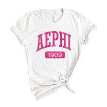 Load image into Gallery viewer, Alpha Epsilon Phi T-Shirt | AEPHI Large Established Shirt | Alpha Epsilon Phi Sorority Gift Idea - Kite and Crest