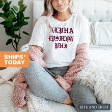 Load image into Gallery viewer, Alpha Epsilon Phi T-Shirt | AEPHI Old Type Written Shirt | Alpha Epsilon Phi Sorority Gift Idea - Kite and Crest