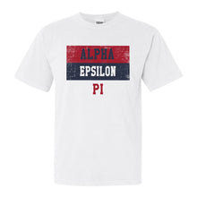 Load image into Gallery viewer, Alpha Epsilon Pi Comfort Colors T-Shirt - AEPI Colorful Stripe Shirt - Kite and Crest