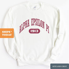 Load image into Gallery viewer, Alpha Epsilon Pi Sweatshirt - AEPI Large Athletic Crewneck Sweatshirt - Kite and Crest