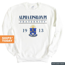 Load image into Gallery viewer, Alpha Epsilon Pi Sweatshirt - AEPI Large Crest Crewneck Sweatshirt - Kite and Crest