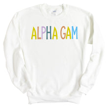 Load image into Gallery viewer, Alpha Gamma Delta Sweatshirt - AGD (Alpha Gam) Colorful Lined Crewneck Sweatshirt - Kite and Crest