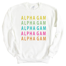 Load image into Gallery viewer, Alpha Gamma Delta Sweatshirt - AGD (Alpha Gam) Modern Stacked Crewneck Sweatshirt - Kite and Crest