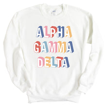 Load image into Gallery viewer, Alpha Gamma Delta Sweatshirt | AGD Retro Crewneck Sweatshirt | Alpha Gamma Delta Sorority Gift Idea - Kite and Crest