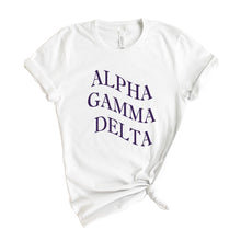 Load image into Gallery viewer, Alpha Gamma Delta T-Shirt | AGD Large and Wavy Letters Shirt | Alpha Gamma Delta Sorority Gift Idea - Kite and Crest