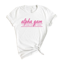 Load image into Gallery viewer, Alpha Gamma Delta T-Shirt | AGD Pink Established Shirt | Alpha Gamma Delta Sorority Gift Idea - Kite and Crest