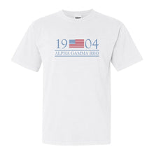 Load image into Gallery viewer, Alpha Gamma Rho Comfort Colors T-Shirt - AGR Flag Year Shirt - Kite and Crest
