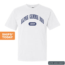 Load image into Gallery viewer, Alpha Gamma Rho Comfort Colors T-Shirt - AGR Fraternal Arch Shirt - Kite and Crest