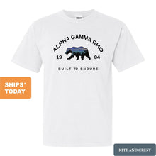 Load image into Gallery viewer, Alpha Gamma Rho Comfort Colors T-Shirt - AGR Fraternal Bear Shirt - Kite and Crest