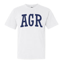 Load image into Gallery viewer, Alpha Gamma Rho Comfort Colors T-Shirt - AGR Intrinsic Lettered Shirt - Kite and Crest