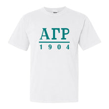 Load image into Gallery viewer, Alpha Gamma Rho Comfort Colors T-Shirt - AGR Lettered Basic Shirt - Kite and Crest