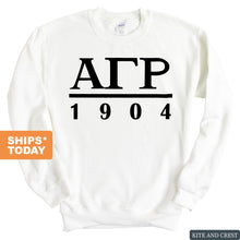 Load image into Gallery viewer, Alpha Gamma Rho Sweatshirt - AGR Black Letters Crewneck Sweatshirt - Kite and Crest