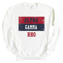 Load image into Gallery viewer, Alpha Gamma Rho Sweatshirt - AGR Colorful Stripe Crewneck Sweatshirt - Kite and Crest
