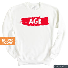 Load image into Gallery viewer, Alpha Gamma Rho Sweatshirt - AGR Red Slash Crewneck Sweatshirt - Kite and Crest