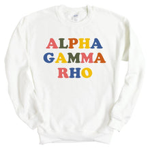 Load image into Gallery viewer, Alpha Gamma Rho Sweatshirt - AGR Retro Letters Crewneck Sweatshirt - Kite and Crest