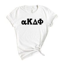 Load image into Gallery viewer, Alpha Kappa Delta Phi Basic Black Letters T-shirt - Kite and Crest