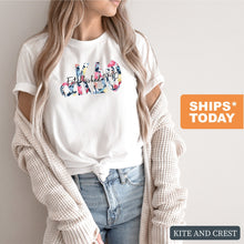 Load image into Gallery viewer, Alpha Kappa Delta Phi Floral Block T-shirt - Kite and Crest