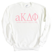Load image into Gallery viewer, Alpha Kappa Delta Phi Pink Letter Crewneck Sweatshirt - Kite and Crest