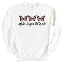 Load image into Gallery viewer, Alpha Kappa Delta Phi Three Butterflies Crewneck Sweatshirt - Kite and Crest