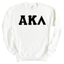 Load image into Gallery viewer, Alpha Kappa Lambda Basic Black Letters Sweatshirt - Fraternity Crewneck Sweatshirt - Kite and Crest