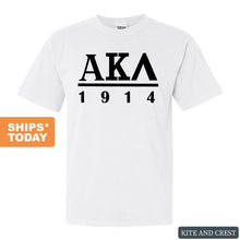 Load image into Gallery viewer, Alpha Kappa Lambda Black Letter Comfort Colors T-Shirt - Fraternity Tee - Kite and Crest