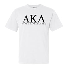 Load image into Gallery viewer, Alpha Kappa Lambda Block Letter Comfort Colors T-Shirt - Fraternity Tee - Kite and Crest