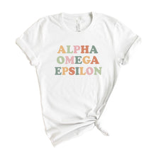 Load image into Gallery viewer, Alpha Omega Epsilon Bright and Colorful T-shirt - Kite and Crest