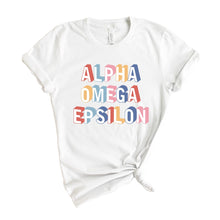 Load image into Gallery viewer, Alpha Omega Epsilon Retro T-shirt - Kite and Crest
