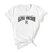 Load image into Gallery viewer, Alpha Omicron Pi Established Sorority T-Shirt - Kite and Crest