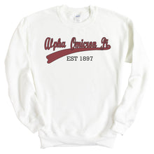Load image into Gallery viewer, Alpha Omicron Pi Sweatshirt | AOPI Baseball Crewneck Sweatshirt | Alpha Omicron Pi Sorority Gift Idea - Kite and Crest