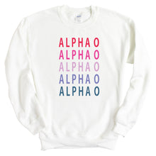 Load image into Gallery viewer, Alpha Omicron Pi Sweatshirt - AOPI Bright and Stacked Crewneck Sweatshirt - Kite and Crest