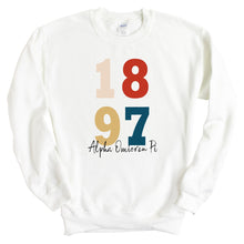 Load image into Gallery viewer, Alpha Omicron Pi Sweatshirt | AOPI Colorful Year Crewneck Sweatshirt | Alpha Omicron Pi Sorority Gift Idea - Kite and Crest