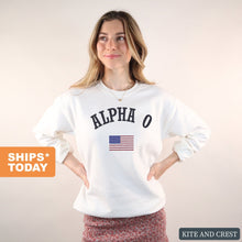 Load image into Gallery viewer, Alpha Omicron Pi Sweatshirt - AOPI USA Crewneck Sweatshirt - Kite and Crest