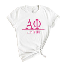 Load image into Gallery viewer, Alpha Phi Big Letters Sorority T-Shirt - Kite and Crest