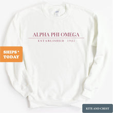 Load image into Gallery viewer, Alpha Phi Omega Boyfriend Sweatshirt - Fraternity Crewneck Sweatshirt - Kite and Crest