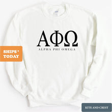 Load image into Gallery viewer, Alpha Phi Omega Classic Sweatshirt - Fraternity Crewneck Sweatshirt - Kite and Crest