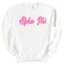 Load image into Gallery viewer, Alpha Phi Sweatshirt | Alpha Phi Neon Pink Colored Crewneck Sweatshirt | Alpha Phi Sorority Gift Idea - Kite and Crest