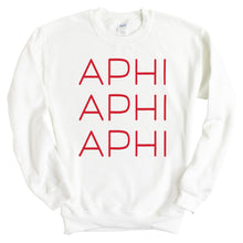 Load image into Gallery viewer, Alpha Phi Sweatshirt | Alpha Phi Red and Stacked Crewneck Sweatshirt | Alpha Phi Sorority Gift Idea - Kite and Crest