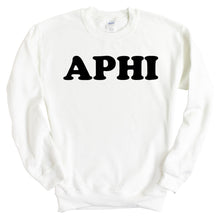 Load image into Gallery viewer, Alpha Phi Sweatshirt - APHI Block Name Crewneck Sweatshirt - Kite and Crest