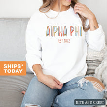 Load image into Gallery viewer, Alpha Phi Sweatshirt - APHI Cooper Crewneck Sweatshirt - Kite and Crest