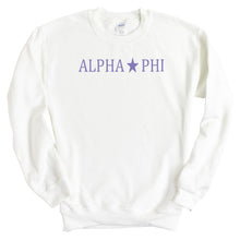 Load image into Gallery viewer, Alpha Phi Sweatshirt - APHI Straight Star Crewneck Sweatshirt - Kite and Crest