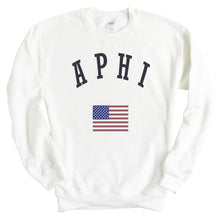 Load image into Gallery viewer, Alpha Phi Sweatshirt - APHI USA Crewneck Sweatshirt - Kite and Crest