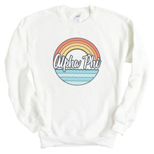 Load image into Gallery viewer, Alpha Phi Sweatshirt - APHI Wavy Rainbow Crewneck Sweatshirt - Kite and Crest