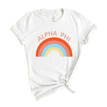 Load image into Gallery viewer, Alpha Phi T-shirt - A Phi Colorful Rainbow Tee - Kite and Crest